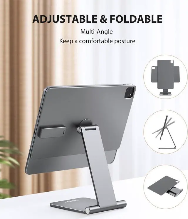 Alt view image 5 of 5 - KU XIU Magnetic Wireless Charging Stand for iPad Air 13" M2 Only/iPad Pro 12.9", Aluminum Alloy Foldable Tablet Holder Mount, Adjustable iPad Desk Stand for iPad Pro 12.9 6th/5th/4th/3rd