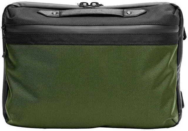 Alt view image 2 of 5 - The Frenchie Co. Speed Briefcase | Green | Work & Travel Computer Briefcase with Collapsible Laptop Stand | Carry it like a backpack or brief | 15.6 in computer | Ballistic Nylon & Italian Leather