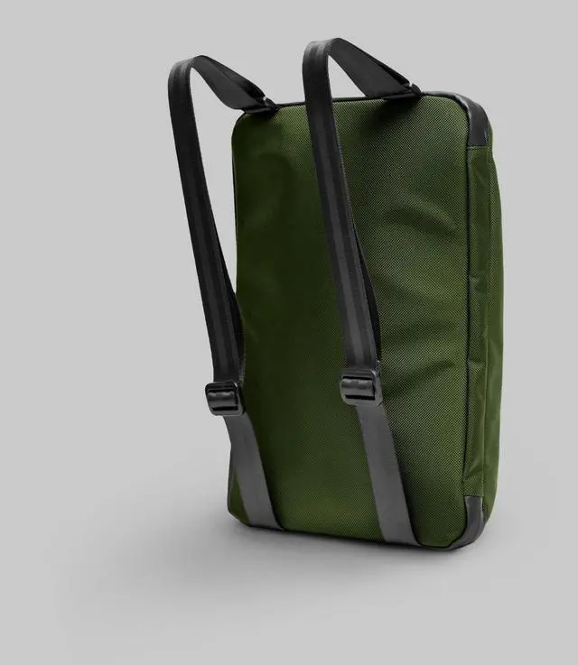 Alt view image 3 of 5 - The Frenchie Co. Speed Briefcase | Green | Work & Travel Computer Briefcase with Collapsible Laptop Stand | Carry it like a backpack or brief | 15.6 in computer | Ballistic Nylon & Italian Leather