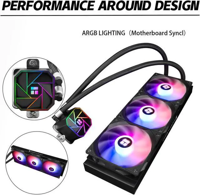 Alt view image 4 of 5 - Thermalrlght Aqua Elite 360 V3 Aio CPU Cooler, 360 Liquid Cooling Row, ARGB PWM Cooler Fans, for Intel LGA1150/1151/1155/1156/1200/2011/1700, AMD: AM4/AM5, Aio PC Cooler