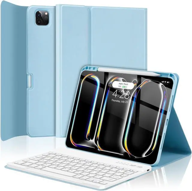 Main image of TQQ for iPad Pro 11-inch (M4) 2024 Case with Keyboard, Keyboard Case for iPad Pro 11-inch (M4), Detachable - Pencil Holder - Flip Stand Cover - Case for iPad Pro 11-inch (M4) (Blue)