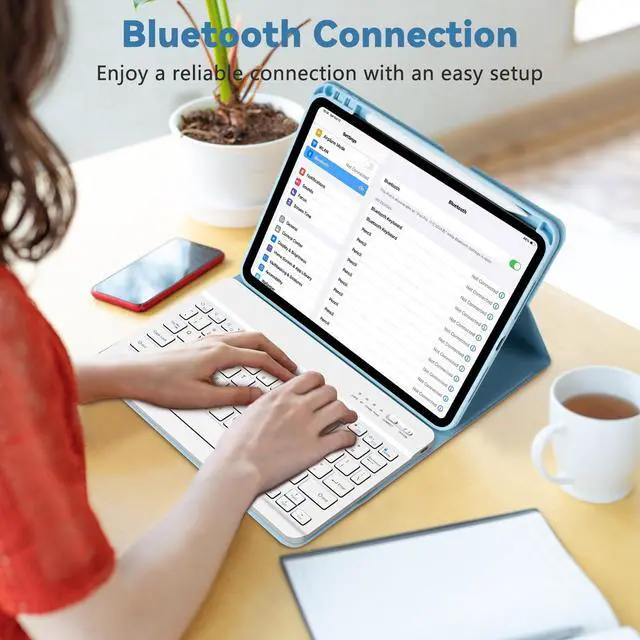 Alt view image 5 of 5 - TQQ for iPad Pro 11-inch (M4) 2024 Case with Keyboard, Keyboard Case for iPad Pro 11-inch (M4), Detachable - Pencil Holder - Flip Stand Cover - Case for iPad Pro 11-inch (M4) (Blue)