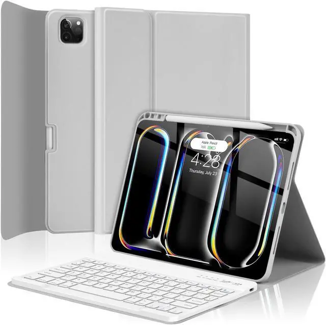 Main image of TQQ for iPad Pro 11-inch Case with Keyboard (M4, 2024), iPad Pro 11" (5th Generation) Keyboard Case - Magnetic Wireless Detachable Keyboard Cover with Pencil Holder (Gray)