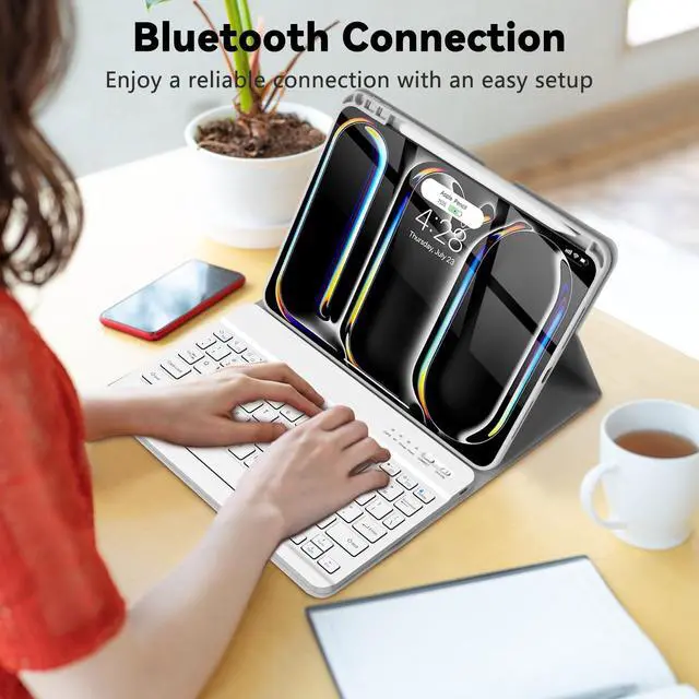 Alt view image 5 of 5 - TQQ for iPad Pro 11-inch Case with Keyboard (M4, 2024), iPad Pro 11" (5th Generation) Keyboard Case - Magnetic Wireless Detachable Keyboard Cover with Pencil Holder (Gray)