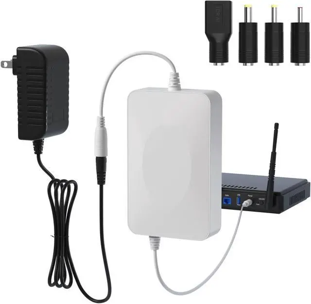 Main image of UPS Battery Backup 15000mAh, Home DC 12V/2A Router Uninterruptible Power Supply for LED Light Strip, CCTV Camera, Router and More, UPS Battery Backup & Surge Protector with Multiple DC interfaces