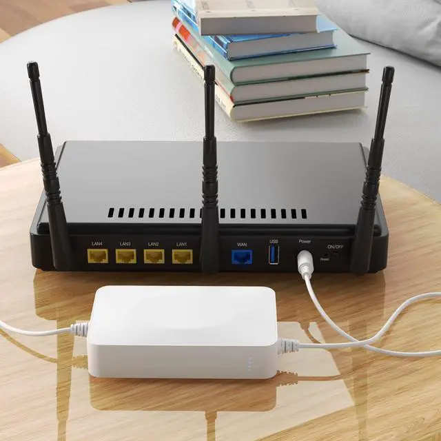 Alt view image 3 of 4 - UPS Battery Backup 15000mAh, Home DC 12V/2A Router Uninterruptible Power Supply for LED Light Strip, CCTV Camera, Router and More, UPS Battery Backup & Surge Protector with Multiple DC interfaces