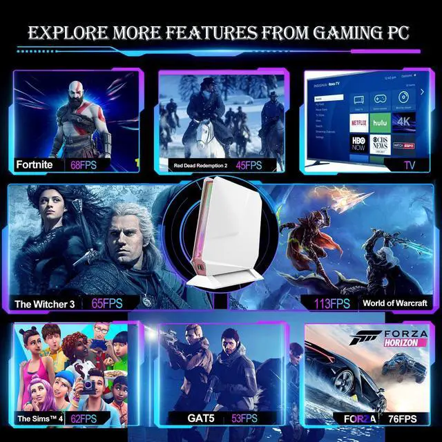 Alt view image 5 of 5 - Mini PC Core i7-8750H + GTX 1050 3GB Dual Graphics Mini Computers, 16GB DDR4 512GB PCIe NVMe SSD, Support RGB Lights, 4K Triple-Display, WiFi 6 BT 5.2, Micro PC Preinstalled Windows 11 Pro