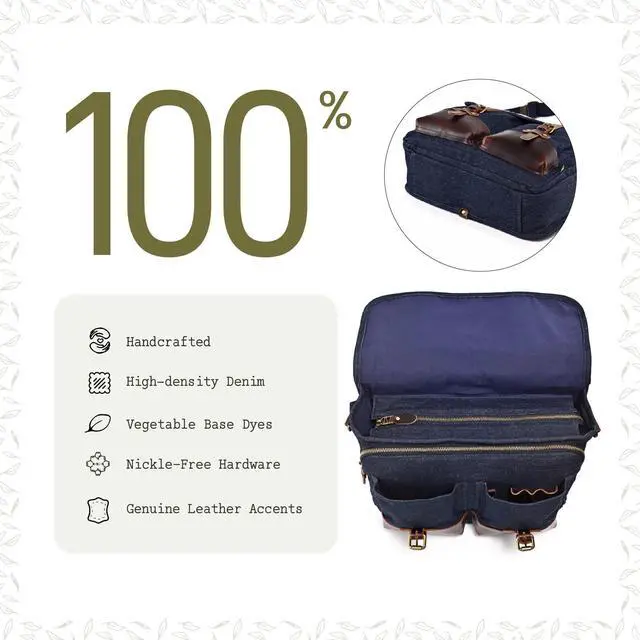 Alt view image 2 of 5 - TSD Brand Valley Trail Canvas Messenger Bag Crossbody Vintage Satchel Bag, Water Resistant Canvas Briefcase Computer Bag Shoulder Bag for College Travel Business Women Men(Denim Blue)