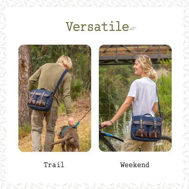 Alt view image 3 of 5 - TSD Brand Valley Trail Canvas Messenger Bag Crossbody Vintage Satchel Bag, Water Resistant Canvas Briefcase Computer Bag Shoulder Bag for College Travel Business Women Men(Denim Blue)