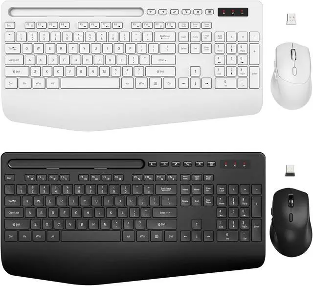 Main image of 2 Pack Wireless Keyboard and Mouse Combo - Full-Sized Ergonomic Keyboard with Wrist Rest, Phone Holder, Sleep Mode, Silent 2.4GHz Cordless Keyboard and Mouse for Computer, Laptop, PC -Trueque