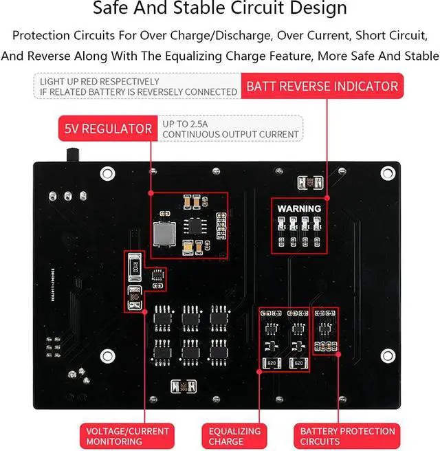 Alt view image 4 of 5 - Uninterruptible Power Supply UPS Module for Jetson Nano Developer Kit B01, Support Charge and Power Output at The Same Time Stable 5V 2.5A Power Output Real Time OLED Monitor Safe and Stable Circuit