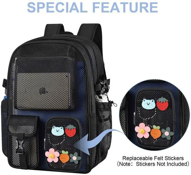 Alt view image 4 of 5 - Mesh Backpack for School, 36L Large Heavy Duty Mesh Backpacks for Adults Girls Boys Kids with Inner Laptop Compartment, Mesh Schoolbag for Outdoor Hiking Beach