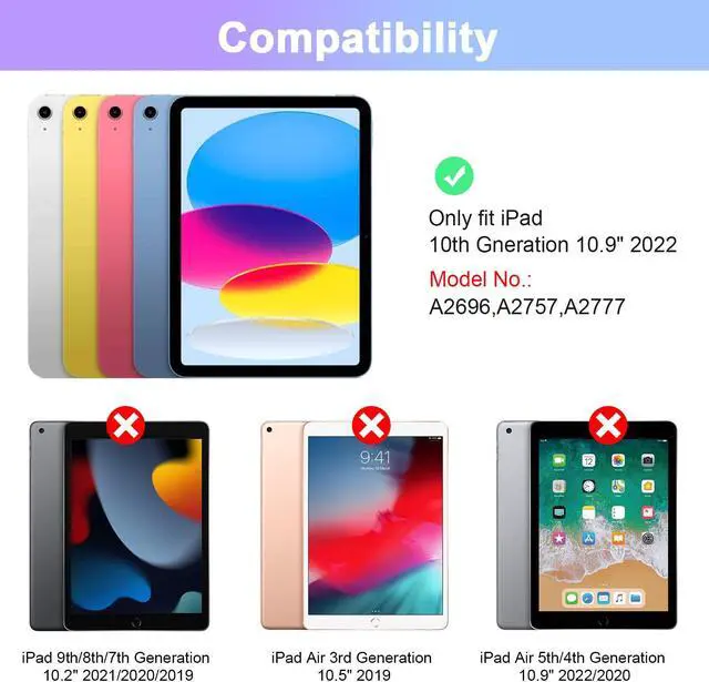 Alt view image 2 of 5 - SOPPY iPad 10th Generation Case with 7 Color Backlit Keyboard for iPad 10th Gen 10.9" 2022 (A2696/A2757/A2777), Detachable Wireless Keyboard with Pencil Holder, Slim Keyboard Case, Purple