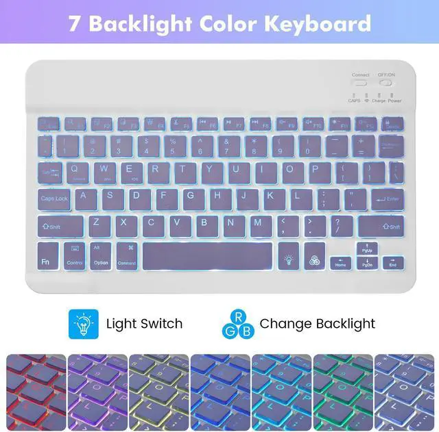 Alt view image 4 of 5 - SOPPY iPad 10th Generation Case with 7 Color Backlit Keyboard for iPad 10th Gen 10.9" 2022 (A2696/A2757/A2777), Detachable Wireless Keyboard with Pencil Holder, Slim Keyboard Case, Purple