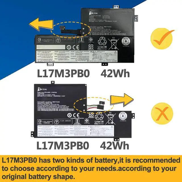 Alt view image 4 of 5 - TAVZENL L17M3PB0 42Wh Battery Replacement for Lenovo Chromebook 100E 300E 2nd Gen Series L17L3PB0 L17C3PG0 L18D3PG1 11.25V 3635