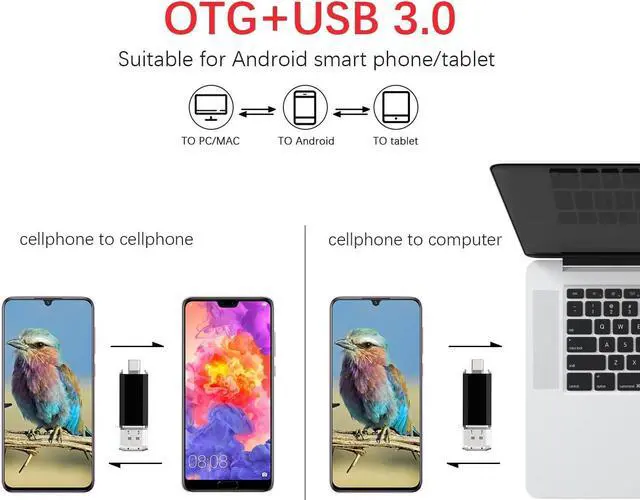 Alt view image 5 of 5 - Vansuny 512GB Type C Flash Drive 2 in 1 OTG USB 3.0 + USB C Memory Stick with Keychain Dual Thumb Photo Stick Jump Drive for Android Smartphone, Computers