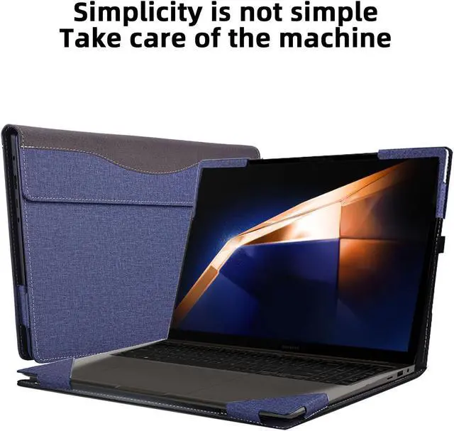 Alt view image 2 of 5 - Laptop Cover for Samsung Galaxy Book 3 Pro/Galaxy Book 3 Pro 360/Galaxy Book 3 Ultra 16 inches PU Leather Detachable Cover (Blue)