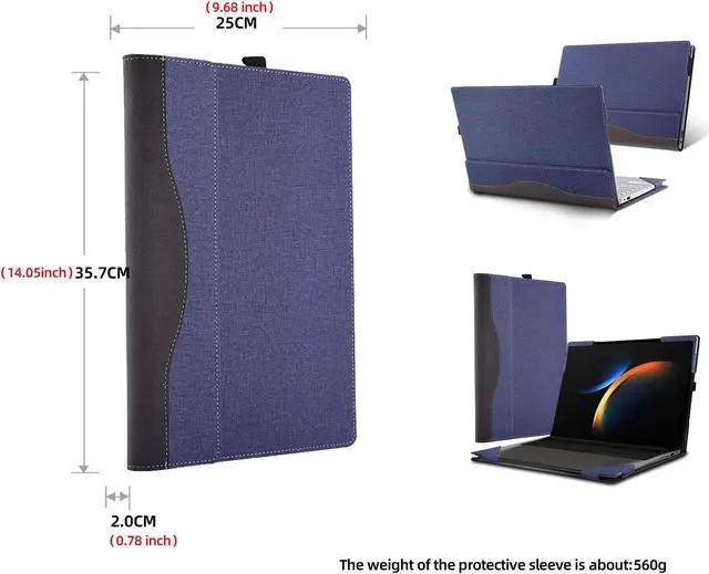 Alt view image 3 of 5 - Laptop Cover for Samsung Galaxy Book 3 Pro/Galaxy Book 3 Pro 360/Galaxy Book 3 Ultra 16 inches PU Leather Detachable Cover (Blue)
