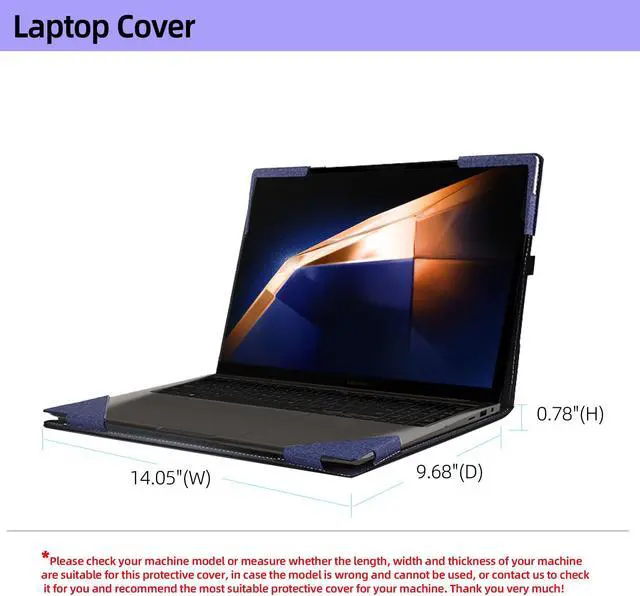 Alt view image 4 of 5 - Laptop Cover for Samsung Galaxy Book 3 Pro/Galaxy Book 3 Pro 360/Galaxy Book 3 Ultra 16 inches PU Leather Detachable Cover (Blue)