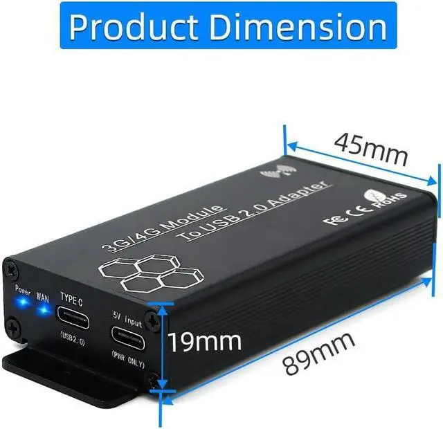 Alt view image 2 of 5 - SUPERPLUS NGFF(M.2) to USB 2.0(Type C) Adapter with SIM Card Slot and Auxiliary Power Interface for WWAN/LTE Module