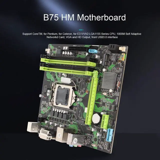Alt view image 3 of 5 - Vikye ATX Motherboard, B75 HM LGA 1155 Slot DDR3 × 4 64GB Mining Motherboard, 24 PIN + 4PIN Power, USB 3.0 × 2, USB 2.0 × 4, M.2 NVME PCIe X16 Motherboard