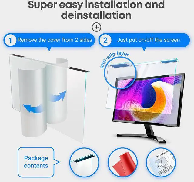 Alt view image 5 of 5 - VINTEZ Blue Light Blocking Screen Protector Panel for 22 inch Diagonal PC Anti-UV Eye Protection Filter Film - Widescreen Laptop and Monitor Frame Hanging Type (W 19.2" X H 12.4") [2 Pack]