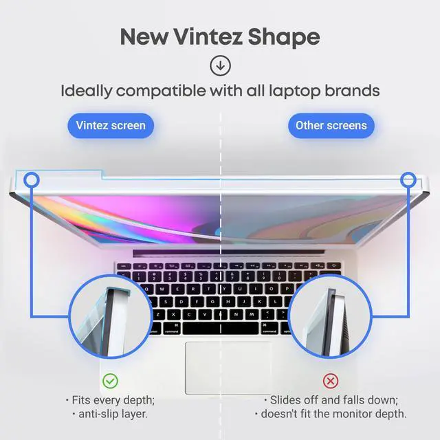 Alt view image 4 of 5 - VINTEZ Blue Light Blocking Screen Protector Panel for 14 inch Diagonal PC Anti-UV Eye Protection Filter Film - Widescreen Laptop and Monitor Frame Hanging Type (W 12.6" X H 8.1") [2 Pack]
