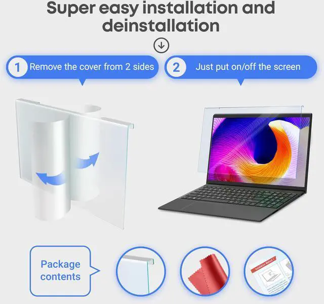 Alt view image 5 of 5 - VINTEZ Blue Light Blocking Screen Protector Panel for 14 inch Diagonal PC Anti-UV Eye Protection Filter Film - Widescreen Laptop and Monitor Frame Hanging Type (W 12.6" X H 8.1") [2 Pack]