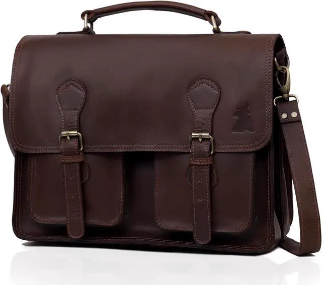 Alt view image 2 of 5 - Messenger Bag For Men, 18" Leather Messenger Bag for Men & Women, Vintage Handmade Laptop Messenger Bag Crossbody, Business Laptop Messenger Bag for Men, Handmade Leather Satchel Bags for Men