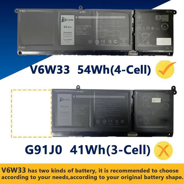 Alt view image 4 of 5 - TAVZENL V6W33 54Wh Battery Replacement for Dell Inspiron 3510 3511 3515 5310 5410 5418 5510 5515 5518 5625 5630 5635 Vostro 3515 3525 5620 5625 Latitude 3320 3330 3420 3520 Series 15V 3420