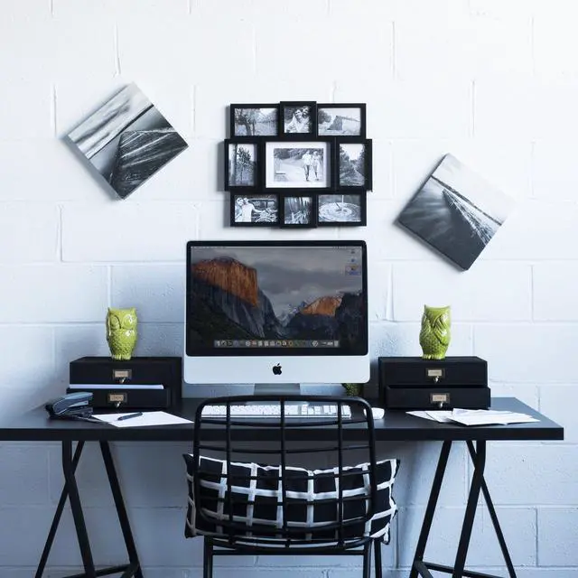 Alt view image 3 of 5 - Wallniture Home Office Desk Organizer - Wooden 2 Drawer Under Monitor Stand - Printer Platform - Paper Holder Black