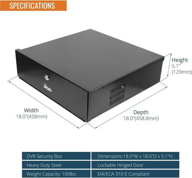 Alt view image 2 of 5 - Tecmojo DVR Lock Box with Fan, Heavy Duty Electronics Security Box for NVR, POE Switch, Document, Metal Security Storage in Stores, Office, Home(18×18×5in)
