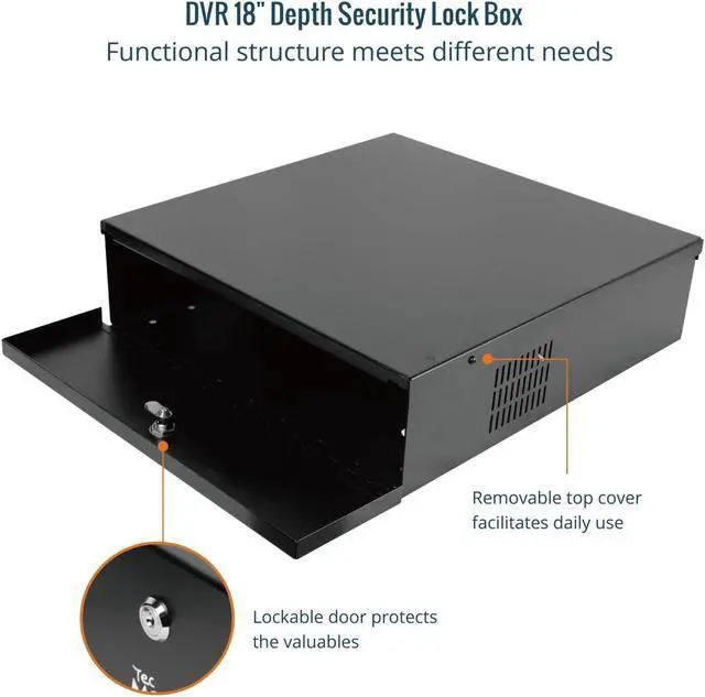 Alt view image 4 of 5 - Tecmojo DVR Lock Box with Fan, Heavy Duty Electronics Security Box for NVR, POE Switch, Document, Metal Security Storage in Stores, Office, Home(18×18×5in)