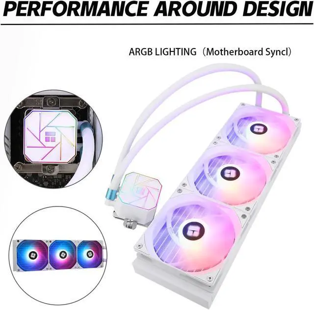 Alt view image 3 of 4 - Thermalrlght Aqua Elite 360 White V3 Aio CPU Cooler, 360 Liquid Cooling Row, ARGB PWM Cooler Fans, for Intel LGA1150/1151/1155/1156/1200/2011/1700, AMD: AM4/AM5, Aio PC Cooler