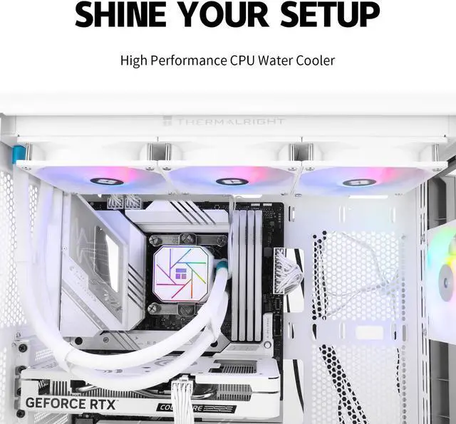 Alt view image 4 of 4 - Thermalrlght Aqua Elite 360 White V3 Aio CPU Cooler, 360 Liquid Cooling Row, ARGB PWM Cooler Fans, for Intel LGA1150/1151/1155/1156/1200/2011/1700, AMD: AM4/AM5, Aio PC Cooler