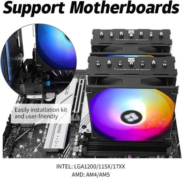 Alt view image 5 of 5 - Thermalrlght Phantom Spirit 120 SE ARGB CPU Air Cooler,7 Heat Pipes CPU Cooler,Dual 120mm TL-C12B-S V2 PWM Fan,AGHP 4.0 Technilogy,S-FDB Bearing,for AMD AM4 AM5/Intel 1700/1150/1151/1200/1851