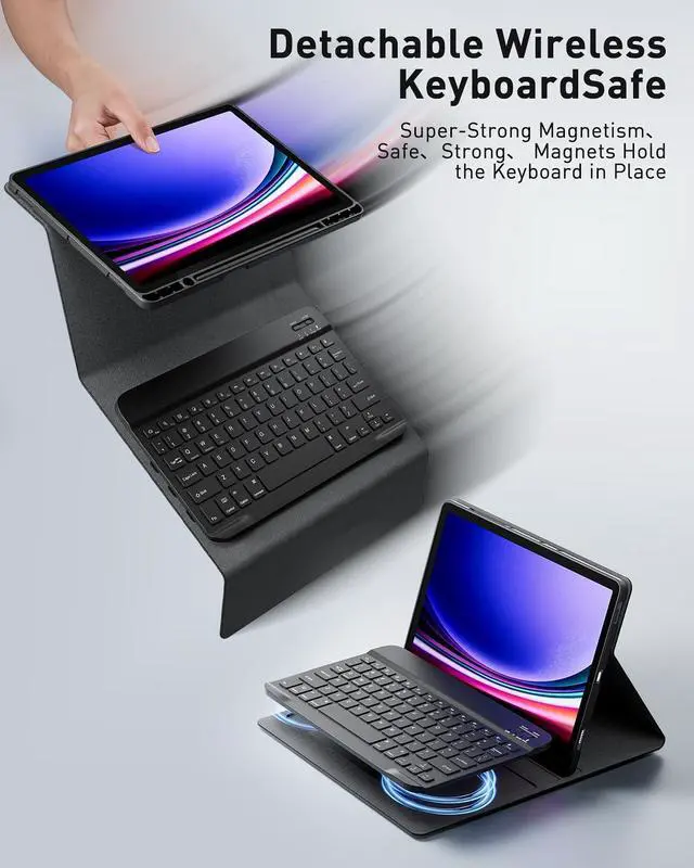 Alt view image 5 of 5 - TUNKARMOR Case Keyboard for Samsung Galaxy Tab A8 10.5 inch 2022 2021 Built-in Pencil Holder with Mouse - Black