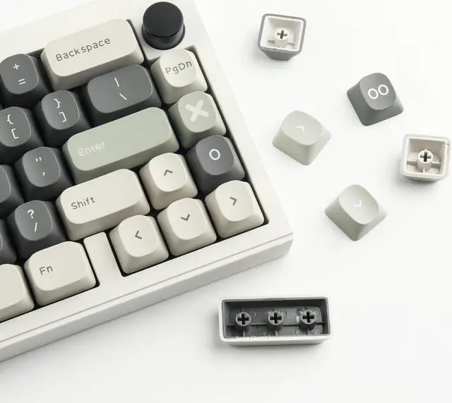 Alt view image 2 of 5 - TYRIXKI PBT Double Shot Keycaps 172 Keys YMK Profile Keycaps, Classic Retro White Grey Dye Sublimation Cool Custom Keycaps for Cherry Gateron MX Swithes Mechanical Keyboards