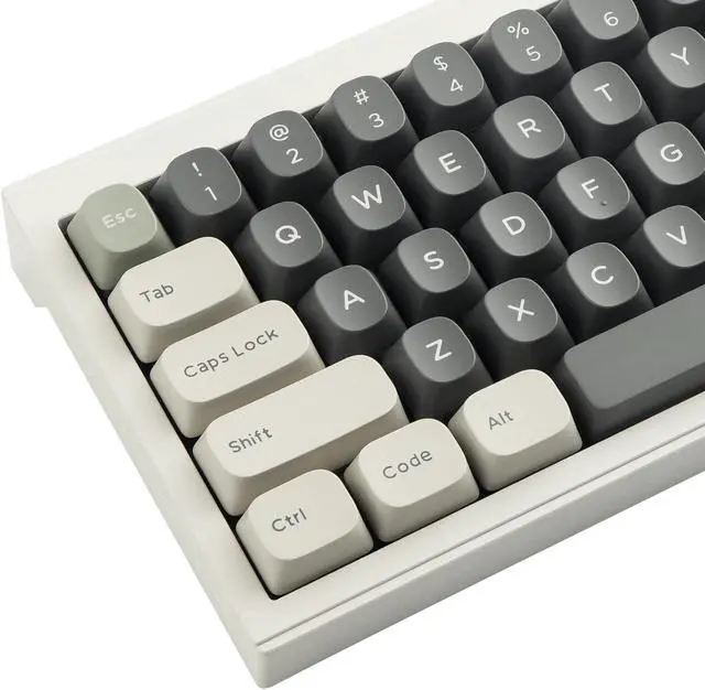 Main image of TYRIXKI PBT Double Shot Keycaps 172 Keys YMK Profile Keycaps, Classic Retro White Grey Dye Sublimation Cool Custom Keycaps for Cherry Gateron MX Swithes Mechanical Keyboards