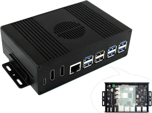Main image of UeeKKoo Mini PC Case for Raspberry Pi 5, Dual 4K HDMI Output, PCIe to 4-CH USB 3.2 Adapter, Aluminum Alloy Case with PCIe Extending to 4-CH USB3.2 Gen1 Ports (10 Items)