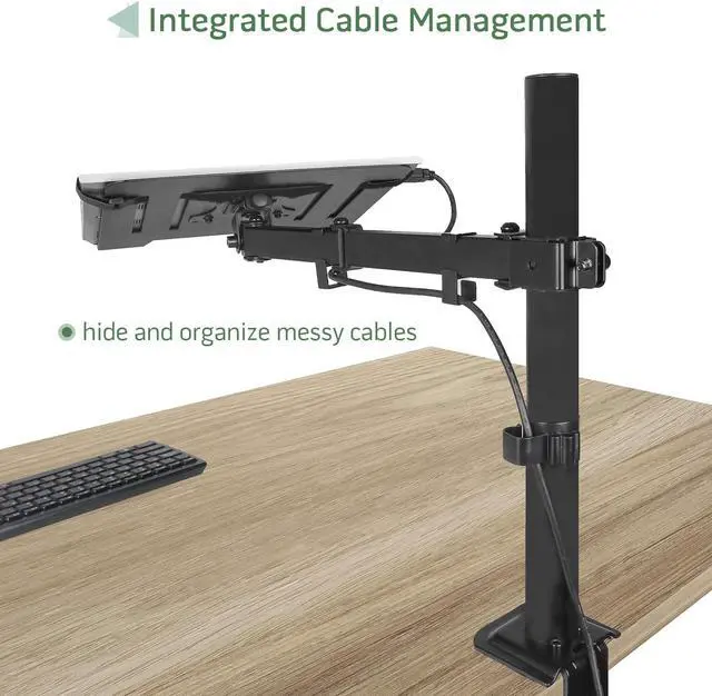 Alt view image 4 of 5 - UPGRAVITY Laptop Desk Mount, Single Laptop Stand Arm with Vented Tray for 17 inch Notebook or 14"-32" Monitor, Holds up to 17.6 lbs, Fully Adjustable, Clamp/Grommet Mounting, VESA 75/100mm