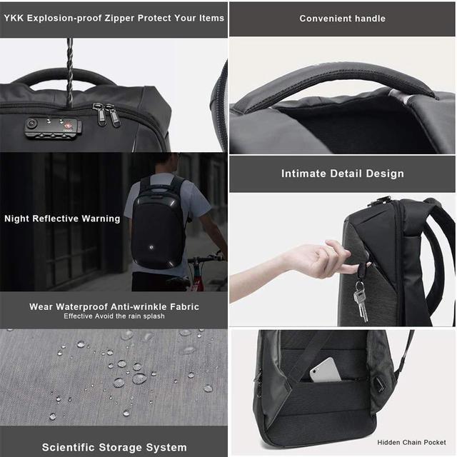 Alt view image 5 of 5 - KORIN ClickPack - Anti Theft Travel Backpack Laptop Backpack 15.6 inch with USB Charging Port Large Capacity Waterproof TSA Business Travel Backpack Bag
