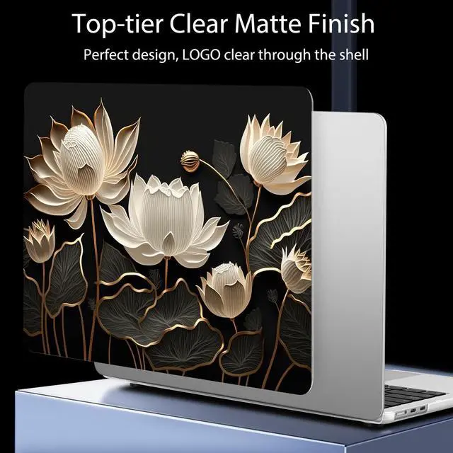 Alt view image 5 of 5 - Tuiklol Case for MacBook Air 15 inch 2025 2024 2023 Model A3241 M4 / M3 A3114 / M2 A2941, Bracket Hard Shell Case with Keyboard Cover for MacBook Air 15.3'' Cover, Lotus Bud
