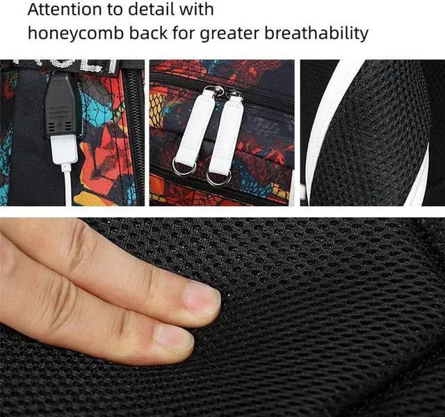 Alt view image 3 of 5 - Txiujou Basketball 23 Student School Bag, Laptop Backpack, Ultra-Light Travel Bag, For Men And Women (black-B)