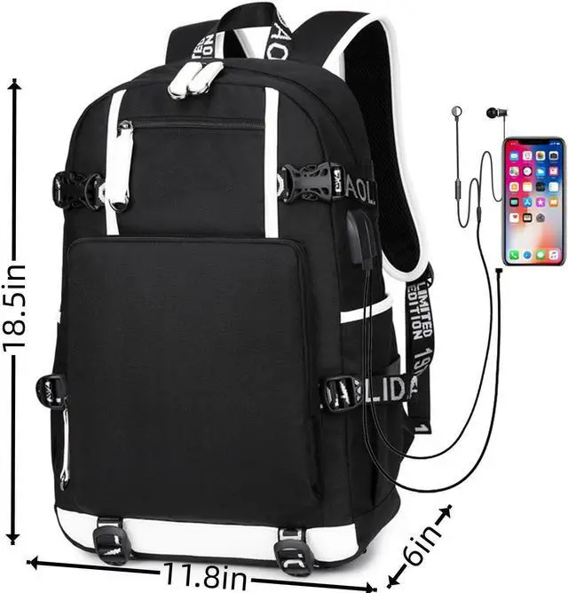 Alt view image 2 of 5 - Txiujou Basketball 23 Student School Bag, Laptop Backpack, Ultra-Light Travel Bag, For Men And Women (black-B)