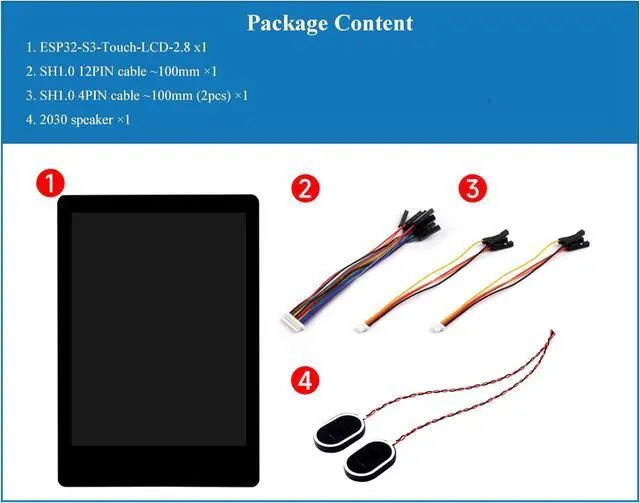 Alt view image 2 of 5 - ESP32-S3 Development Board with 2.8inch Capacitive Touch Screen 240x320 IPS Display, 32-bit LX7 Dual-Core Processor, Support W-i-F-i & Blue-Tooth,Multiple Peripherals Interfaces, with 2030 Speaker