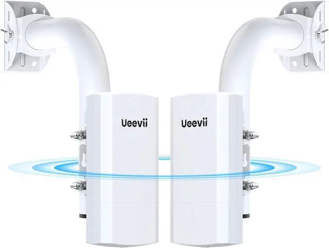 Main image of Wireless Bridge with 2 Bracket,2.4G Point to Point Outdoor WiFi Bridge with 3281ft Working Distance,24V POE Power Supply, IP65 Waterproof Internet Bridge,2-Pack