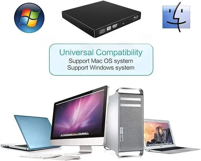 Alt view image 5 of 5 - VSVABEFV External Blu Ray DVD Drive USB 2.0 Ultra-Slim CD/DVD-ROM CD/DVD-RW Burner Player Rewriter External CD DVD Blu-ray Drive 3D