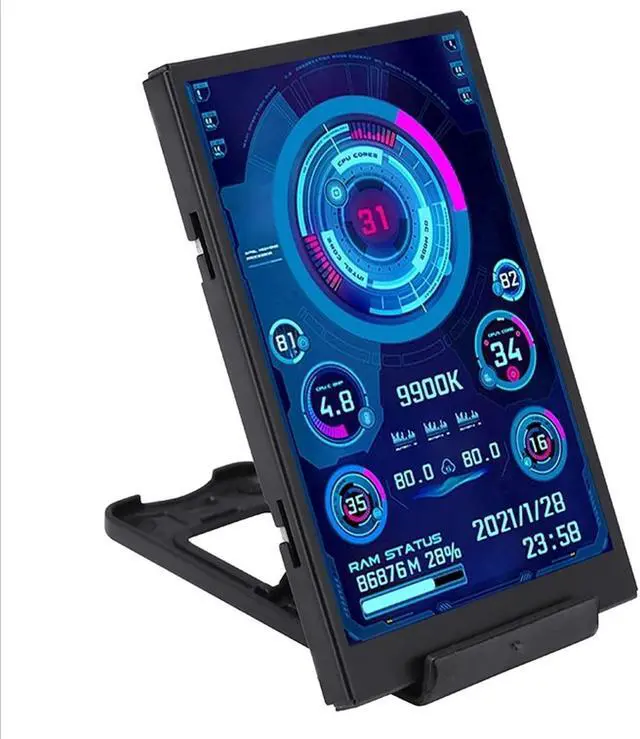 Main image of Walfront Mini Monitor Display Computer Monitor Screen IPS Full View CPU GPU HDD Time Date Portable Smart Monitor IPS Display Various Modes for Computer USB Mini Secondary Screen 320x480