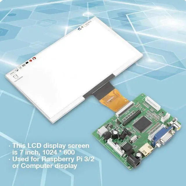 Alt view image 2 of 5 - Vikye 7 Inch LCD TFT Display, 1024 x 600 HDMI VGA Monitor Screen Kit for Raspberry Pi 3/2 or Computer Display